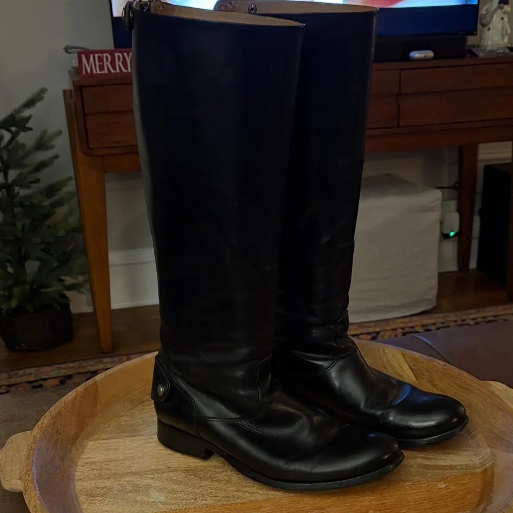 Frye Black Leather Knee-High Boots - Picture 1 of 5